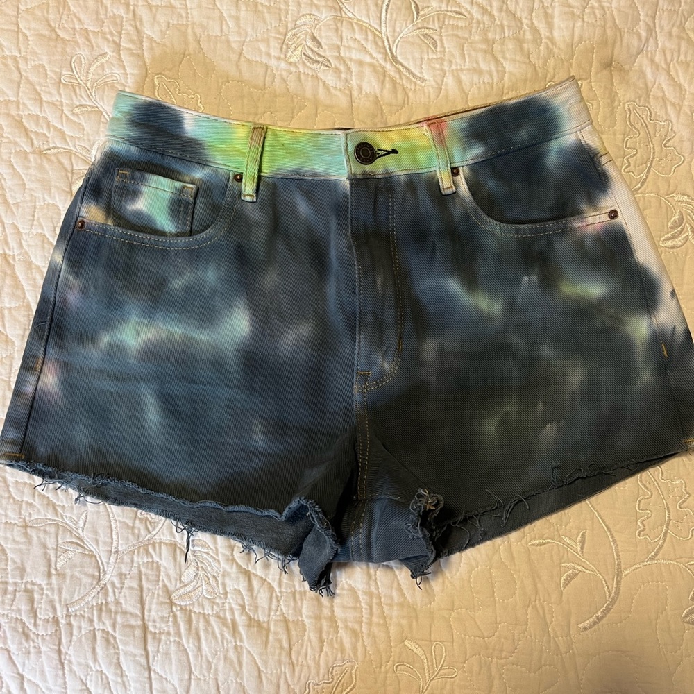 PacSun, Dark Turquoise Tie Dyed Shorts, High Rise Festival, Size 26